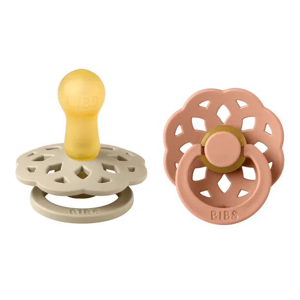 BIBS Pacifier Boheme Latex 2 Pack - Vanilla / Peach