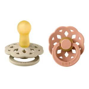 BIBS Pacifier Boheme Latex 2 Pack - Vanilla / Peach