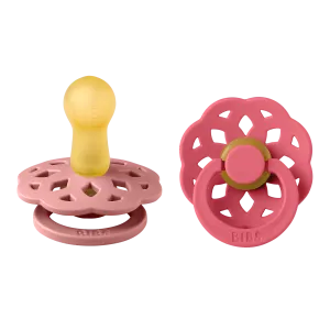 BIBS® Pacifier Boheme Latex 2 PK Dusty Pink/Coral (Min. of 2 PK, multiples of 2 PK)