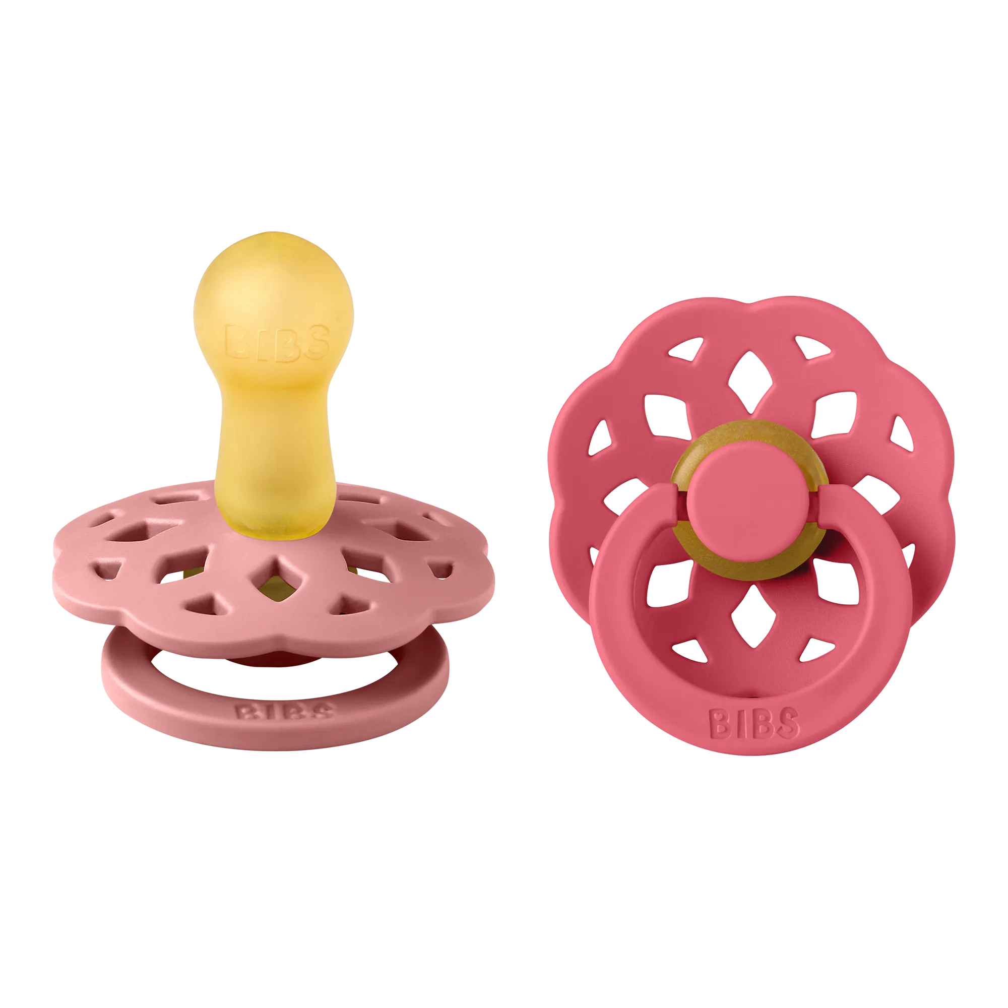BIBS® Pacifier Boheme Latex 2 PK Dusty Pink/Coral (Min. of 2 PK, multiples of 2 PK)