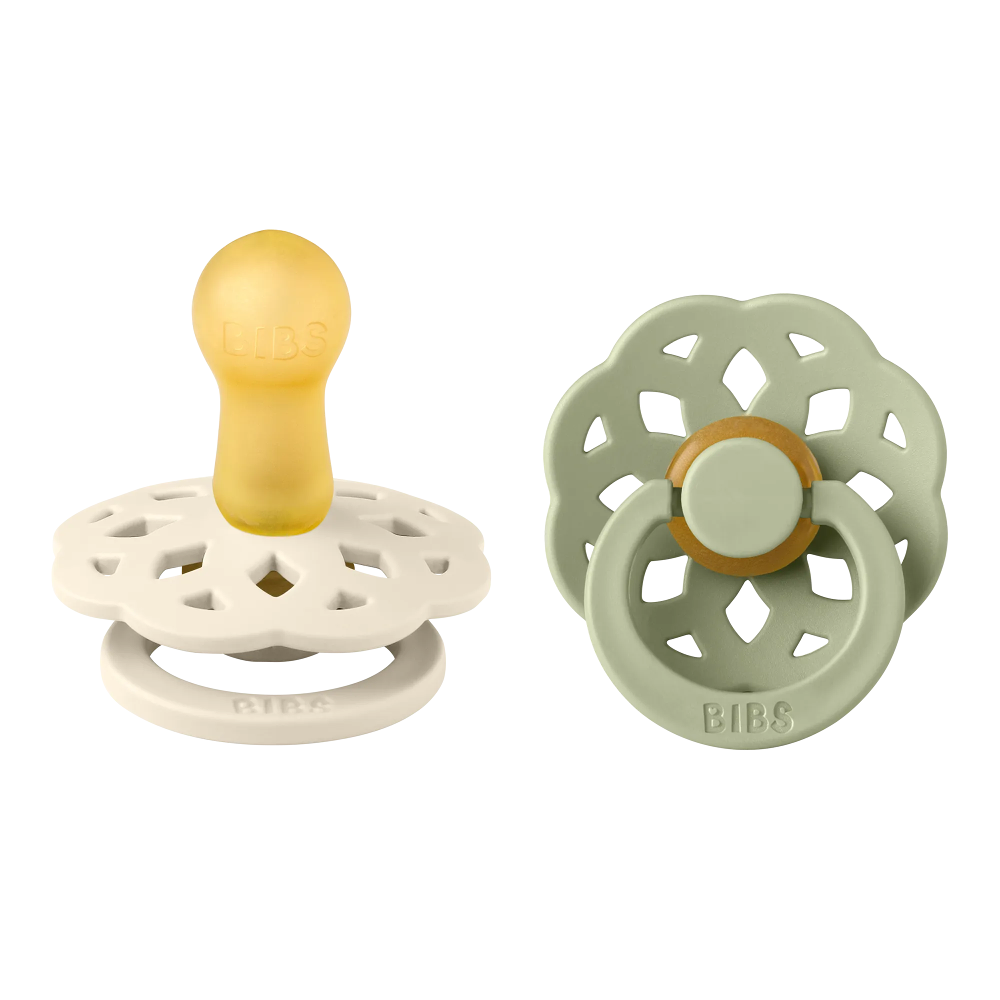 BIBS® Pacifier Boheme Latex 2 PK Ivory / Sage (Min. of 2 PK, multiples of 2 PK)