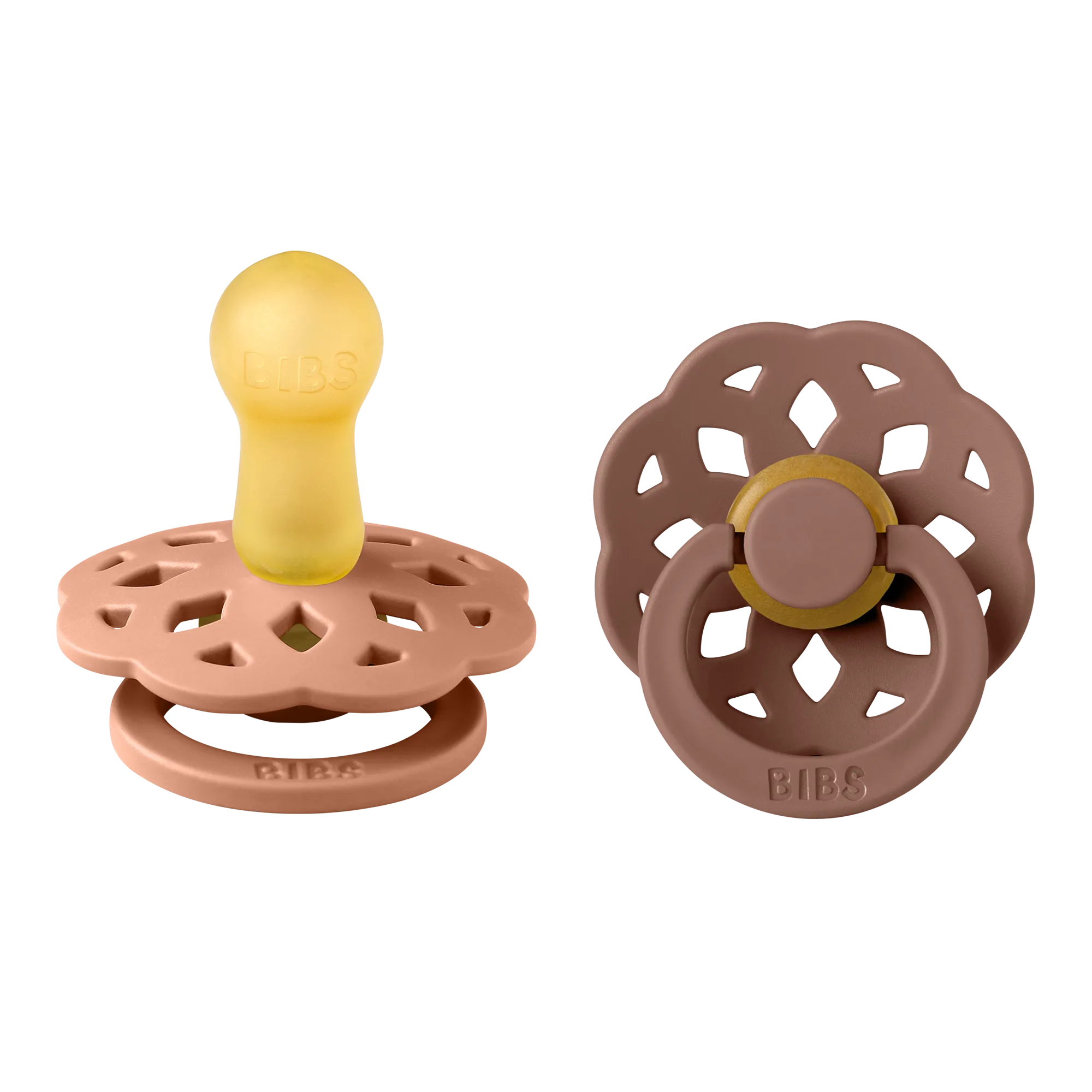 BIBS® Pacifier Boheme Latex 2 PK Peach / Woodchuck (Min. of 2 PK, multiples of 2 PK)