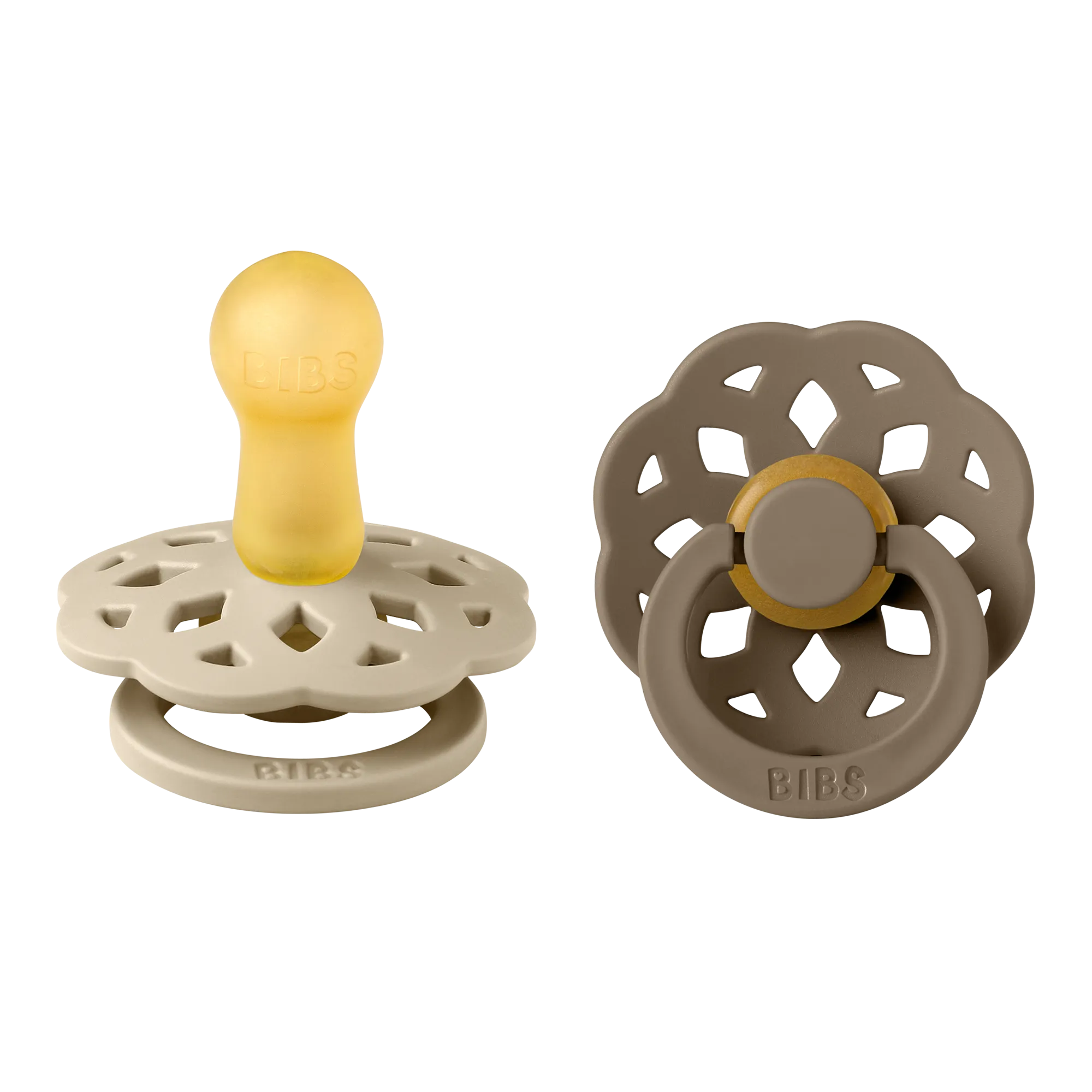 BIBS® Pacifier Boheme Latex 2 PK Vanilla / Dark Oak (Min. of 2 PK, multiples of 2 PK)