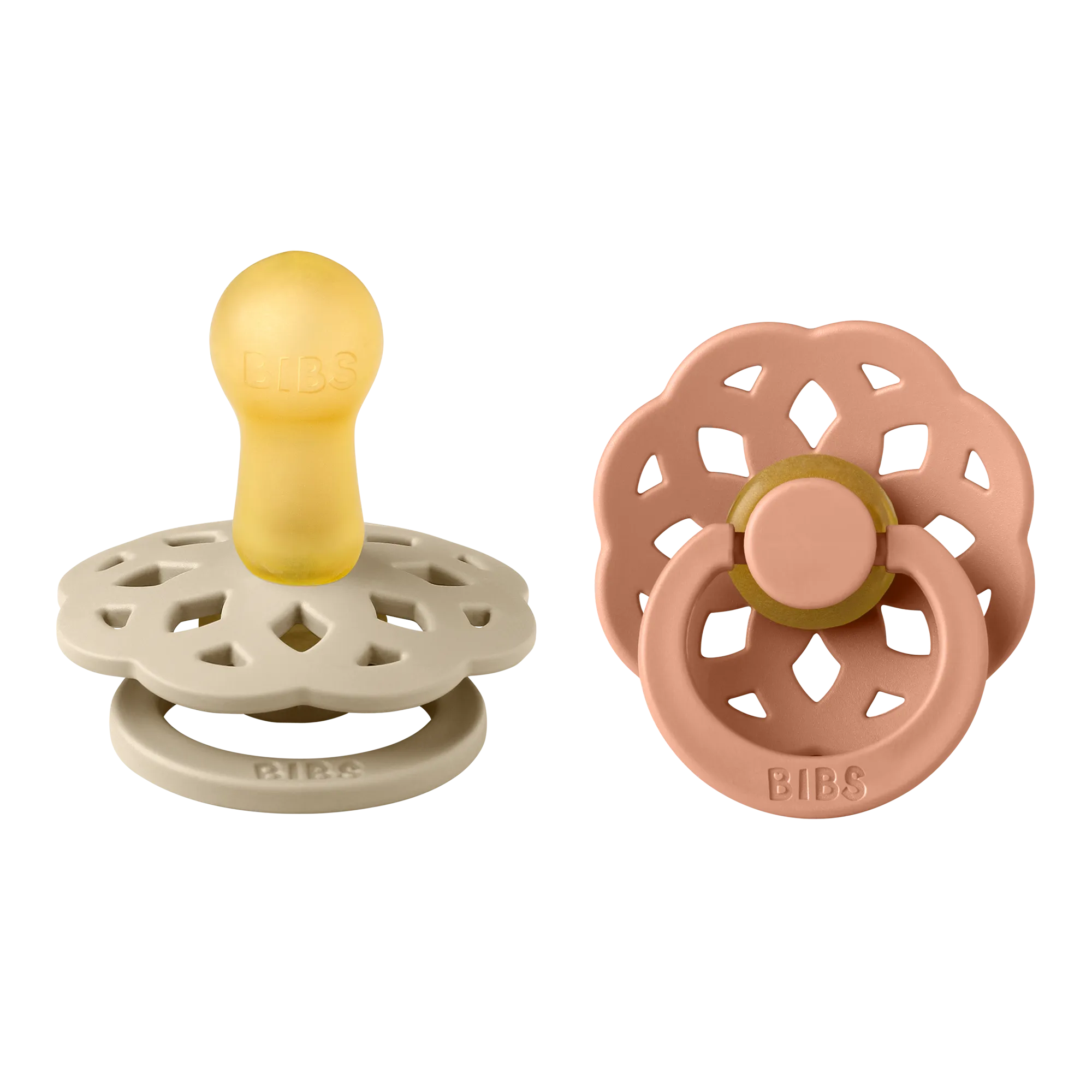 BIBS® Pacifier Boheme Latex 2 PK Vanilla / Peach (Min. of 2 PK, multiples of 2 PK)