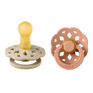 BIBS® Pacifier Boheme Latex 2 PK Vanilla / Peach (Min. of 2 PK, multiples of 2 PK)