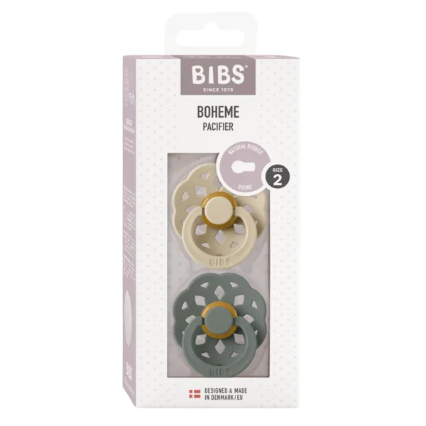 BIBS® Pacifier Boheme Latex 2 PK Vanilla/Pine (Min. of 2 PK, multiples of 2 PK)