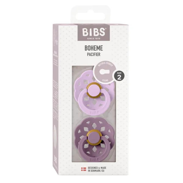 BIBS® Pacifier Boheme Latex 2 PK Violet Sky/Mauve (Min. of 2 PK, multiples of 2 PK)