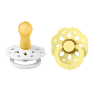 BIBS® Pacifier Boheme Latex 2 PK White / Sunshine (Min. of 2 PK, multiples of 2 PK)