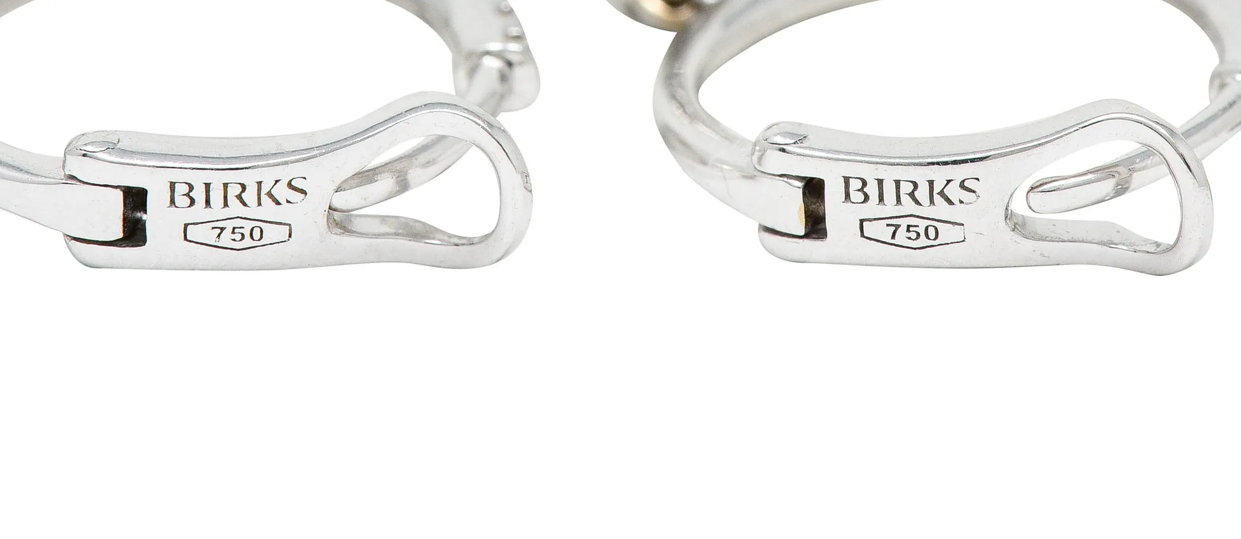 Birks 1.15 CTW Diamond 18 Karat Gold Cluster Huggie Drop Earrings