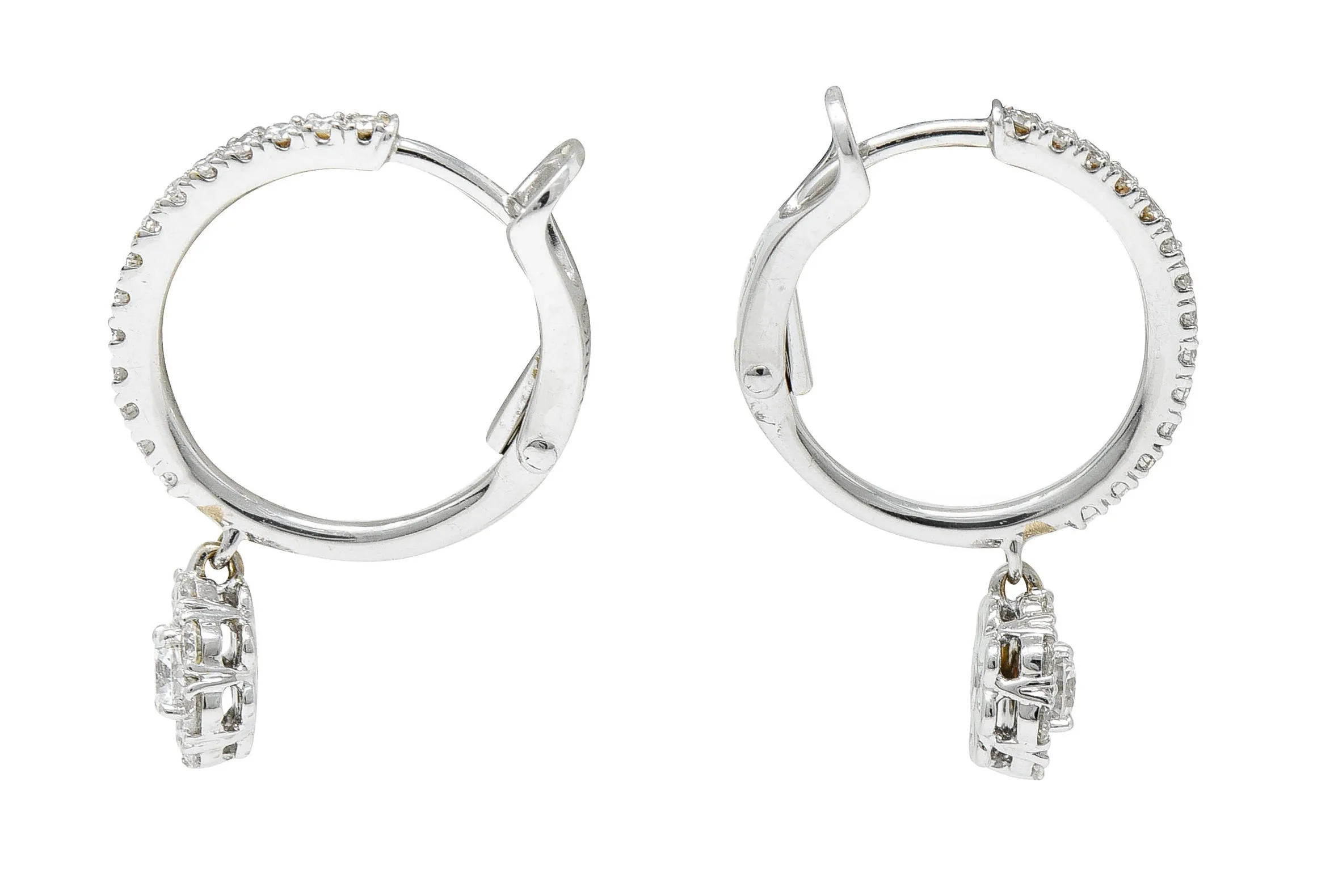 Birks 1.15 CTW Diamond 18 Karat Gold Cluster Huggie Drop Earrings