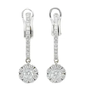 Birks 1.15 CTW Diamond 18 Karat Gold Cluster Huggie Drop Earrings