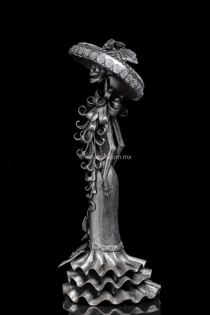 Black Catrina Sculpture Guadalupe Posada Style
