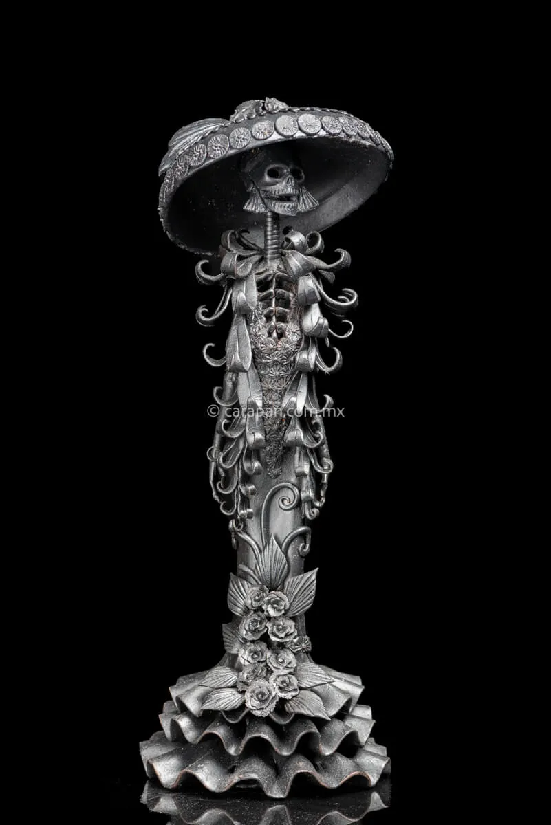 Black Catrina Sculpture Guadalupe Posada Style
