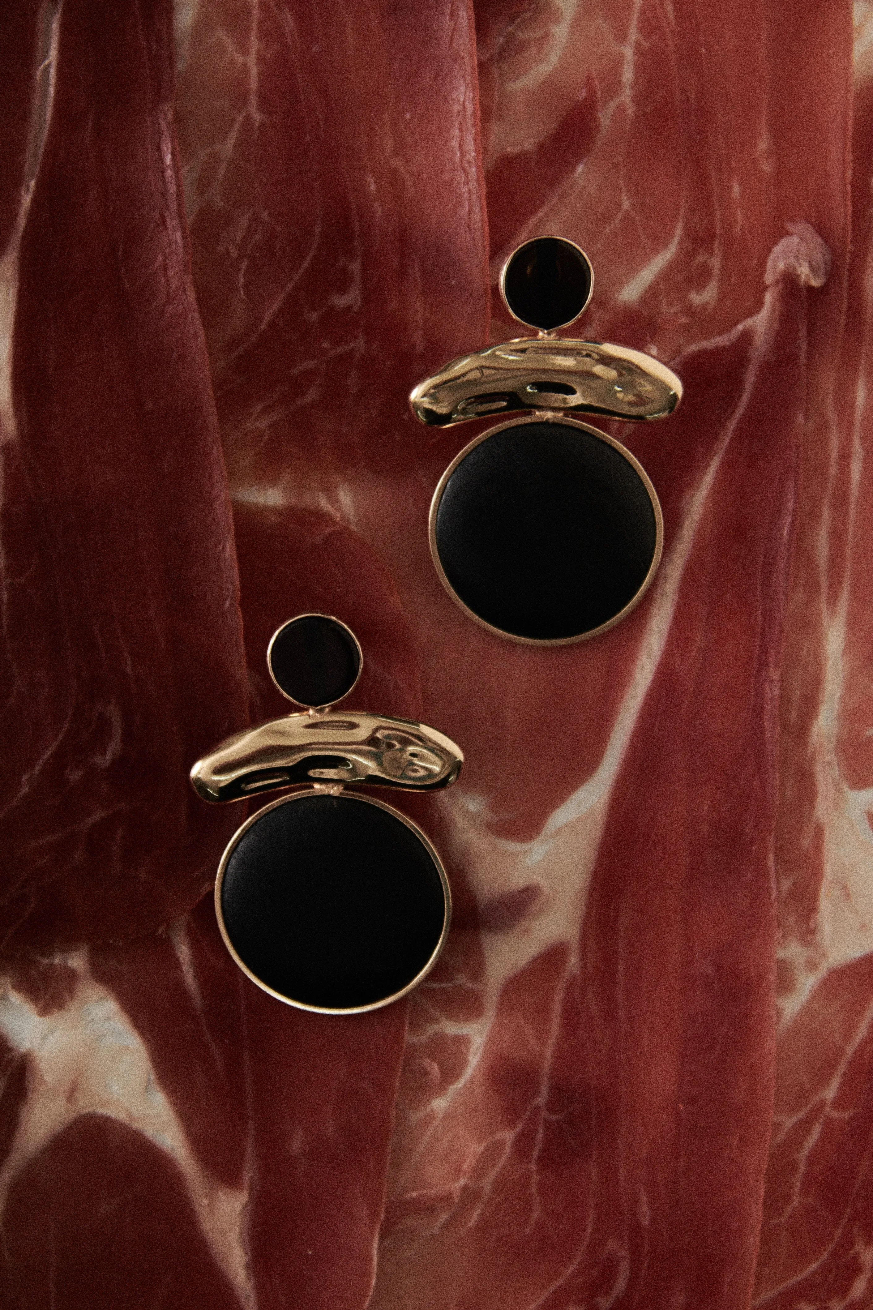 Black Gold Geometric Earrings