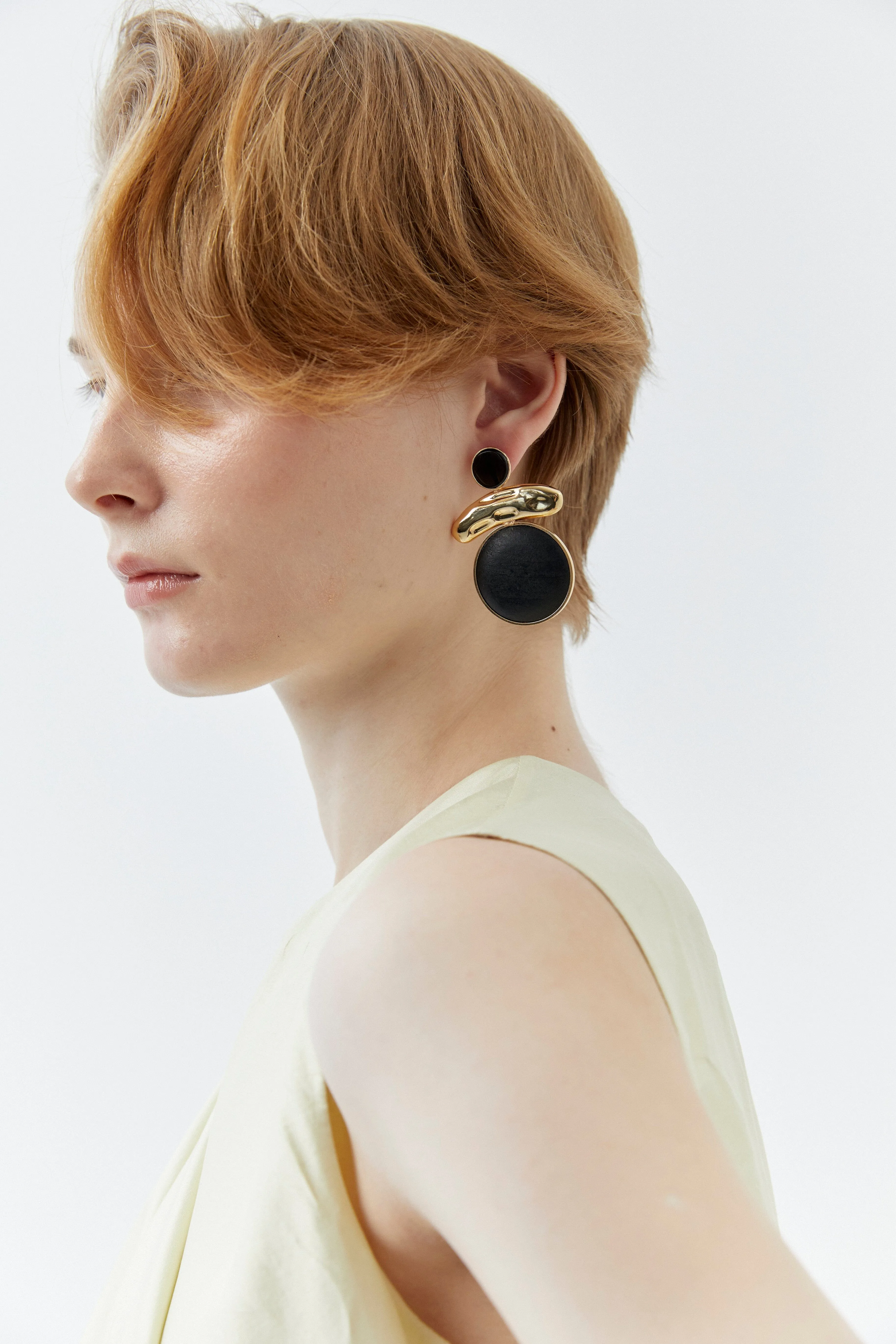 Black Gold Geometric Earrings
