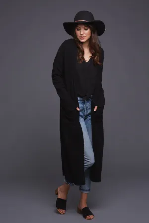 Blake - Cashmere Wool Blend Duster Coat - Black