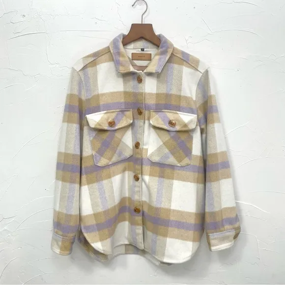 Blank NYC Mountain Top White Multi Plaid Shacket