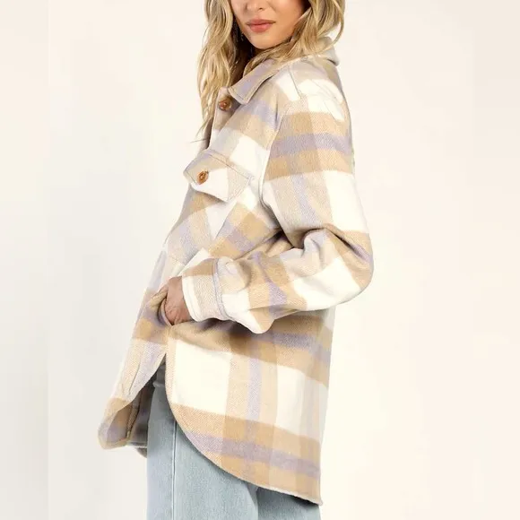 Blank NYC Mountain Top White Multi Plaid Shacket