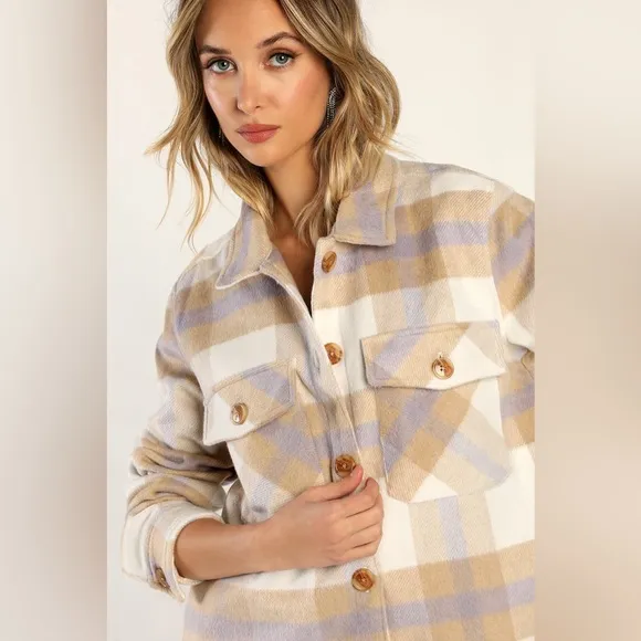 Blank NYC Mountain Top White Multi Plaid Shacket