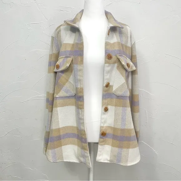 Blank NYC Mountain Top White Multi Plaid Shacket