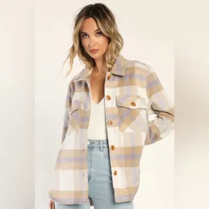 Blank NYC Mountain Top White Multi Plaid Shacket