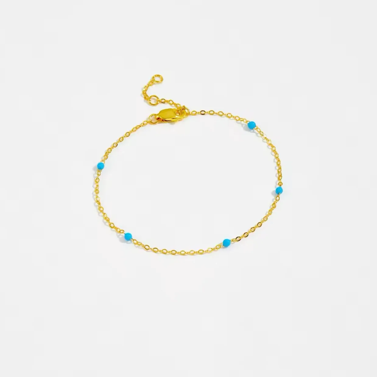 Blue Beaded Chain Bracelet