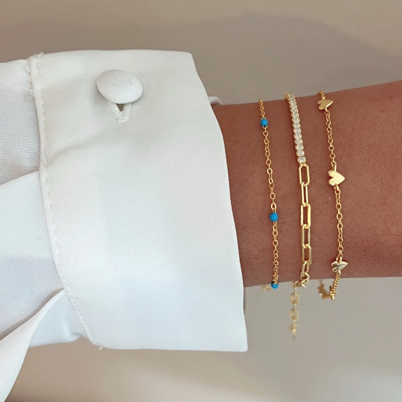 Blue Beaded Chain Bracelet