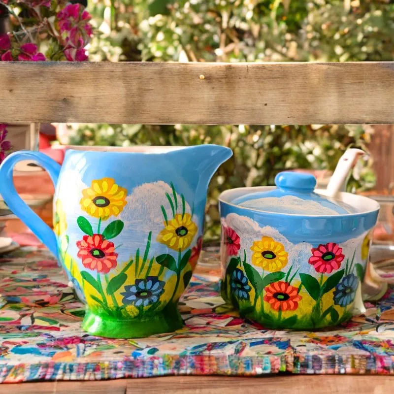 Blue Flowers Artistic Tea Set