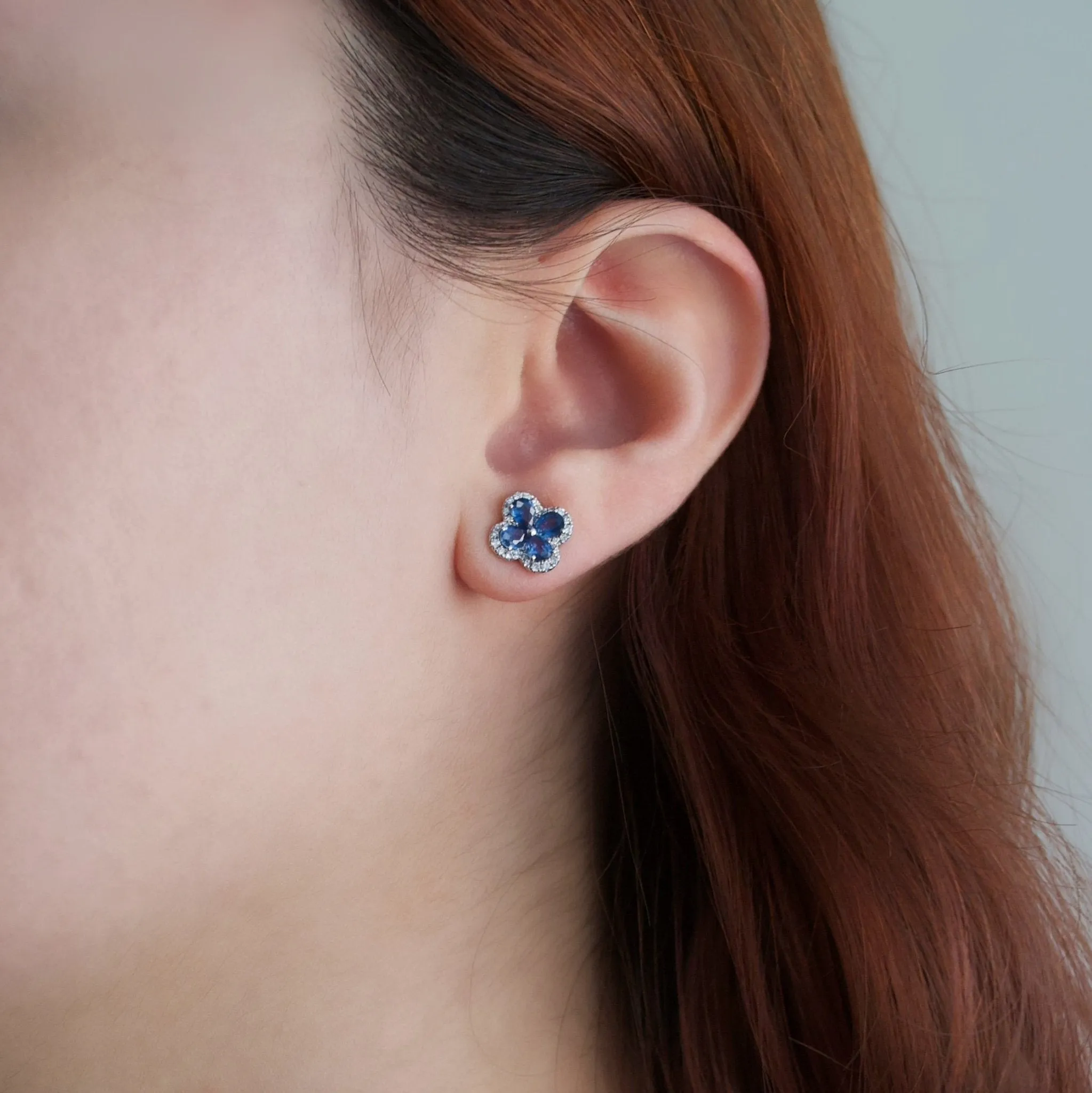 Bluebell Blue Sapphire Stud Earrings
