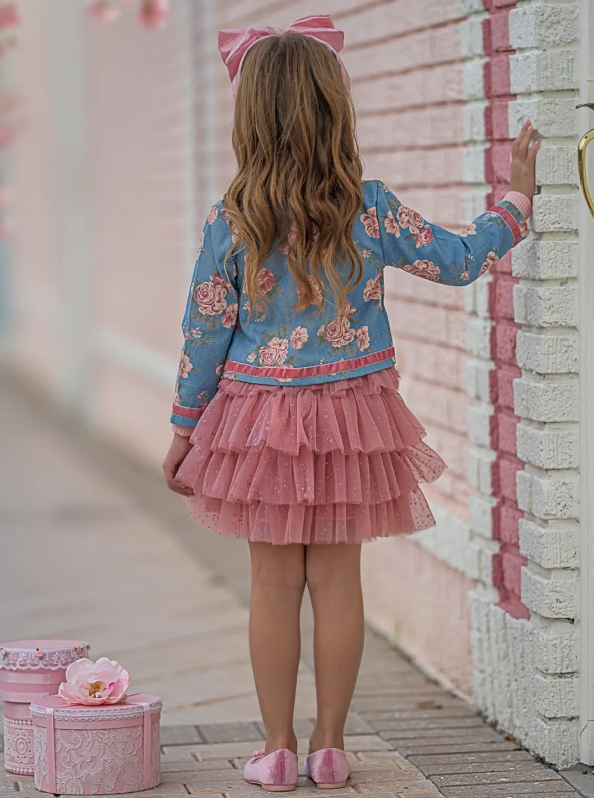 Blushing Blooms Matching Blazer and Tutu Skirt Set