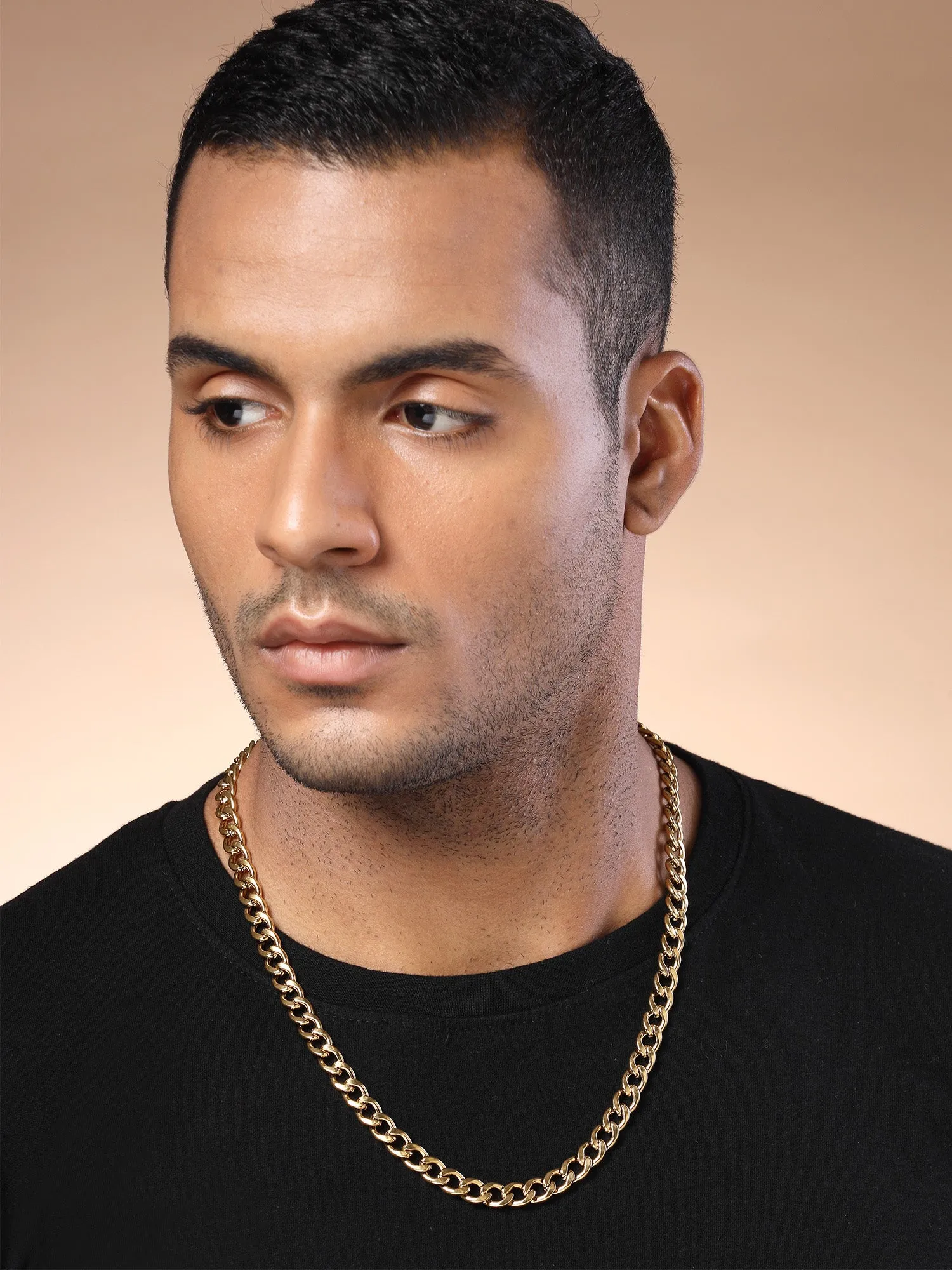 Bohey by KARATCART Men Gold Plated Link Chain Necklace
