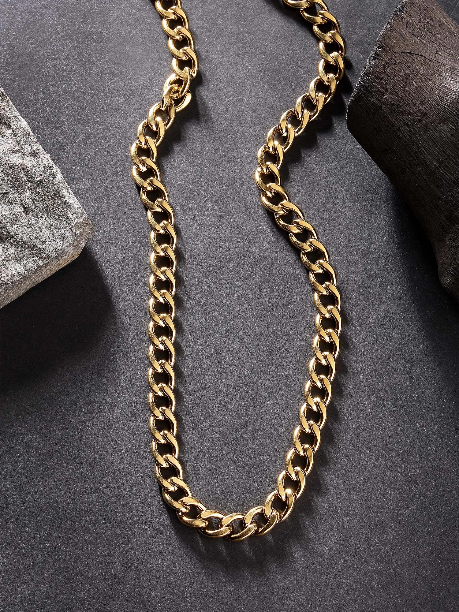 Bohey by KARATCART Men Gold Plated Link Chain Necklace