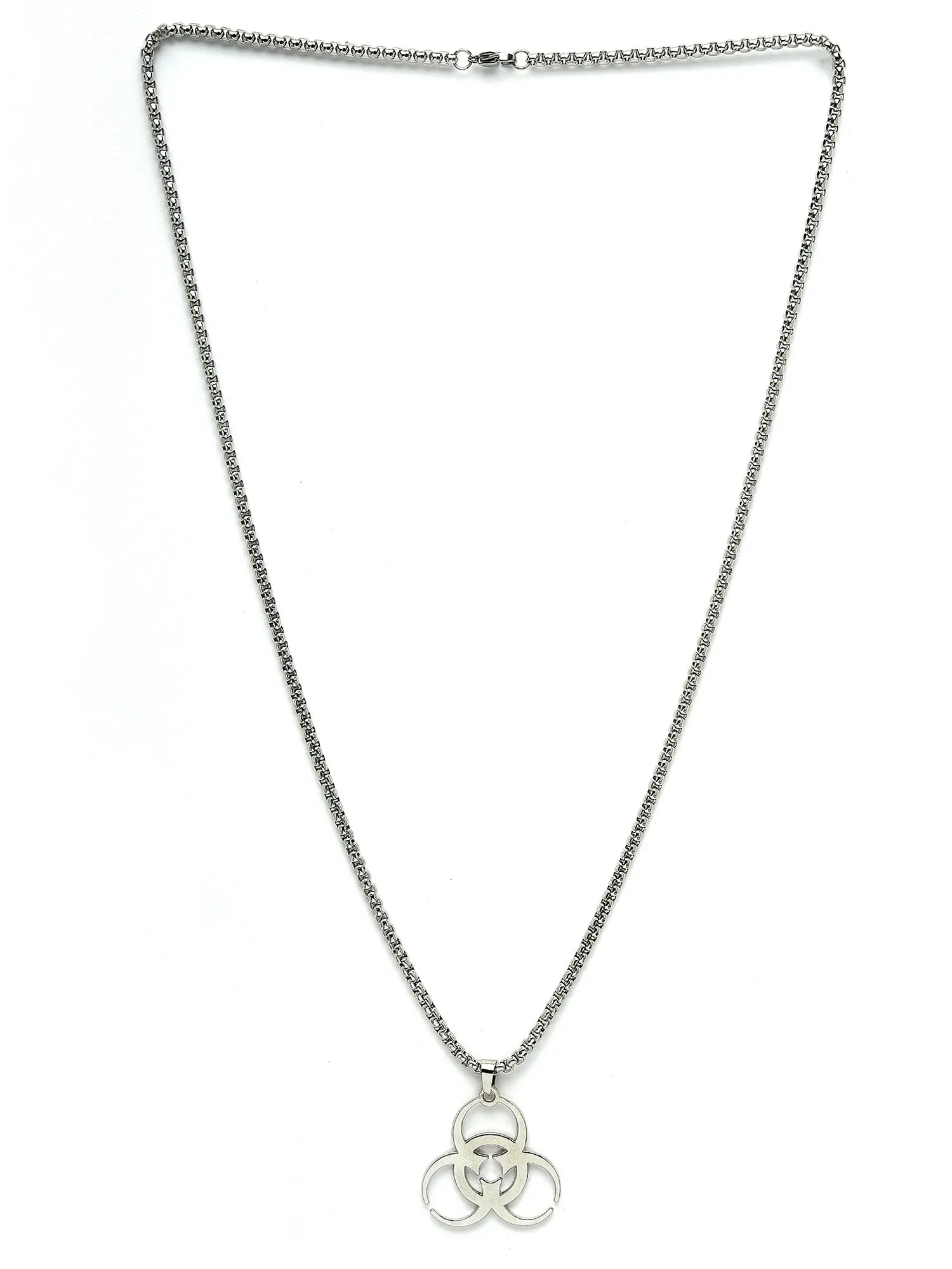 Bohey by KARATCART Silver Plated Biohazard Symbol Chain Pendant for Men