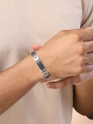 Bohey by KARATCART Silver Plated Link Chain Bracelet for Men