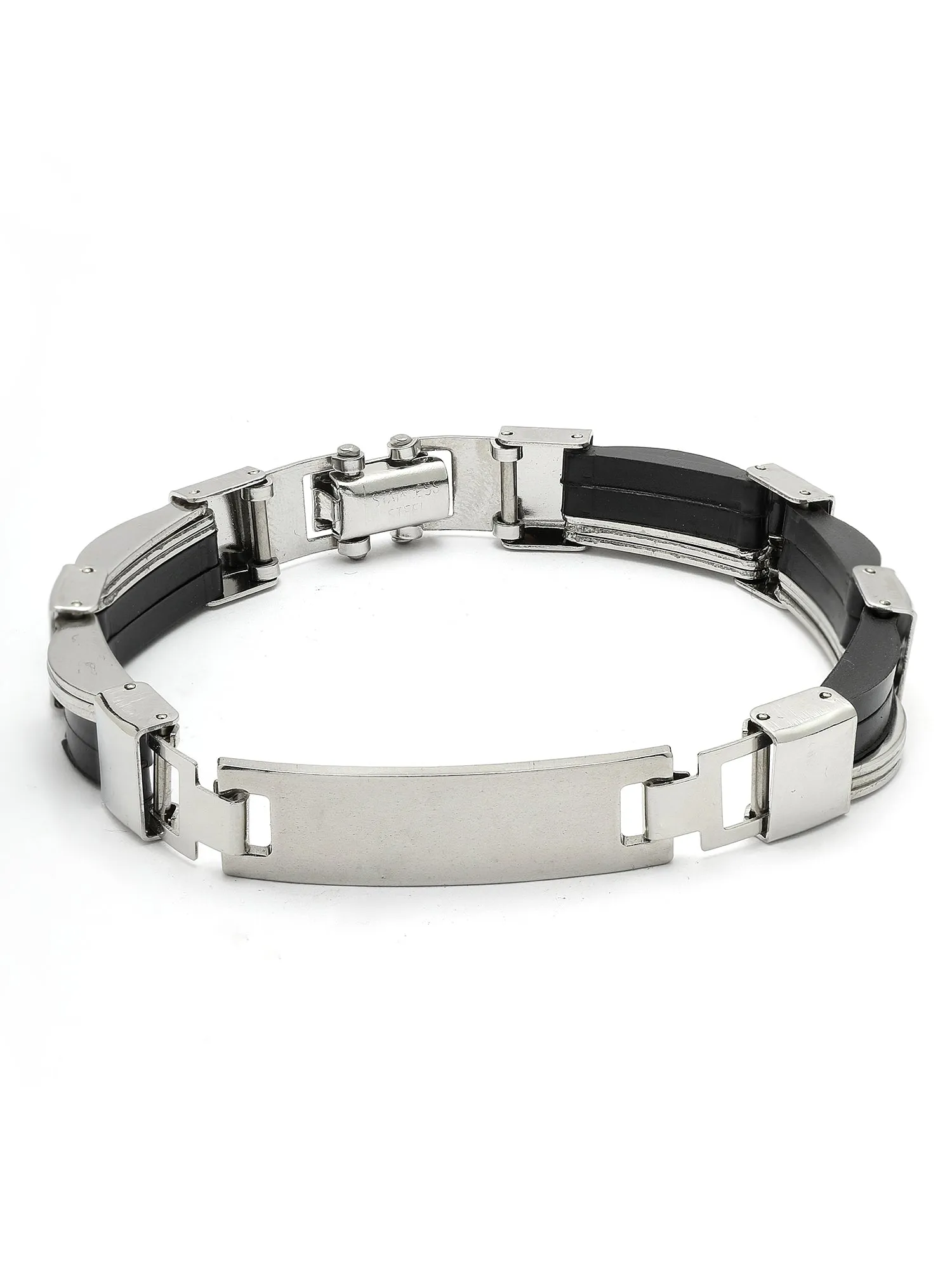Bohey by KARATCART Silver Plated Link Chain Bracelet for Men