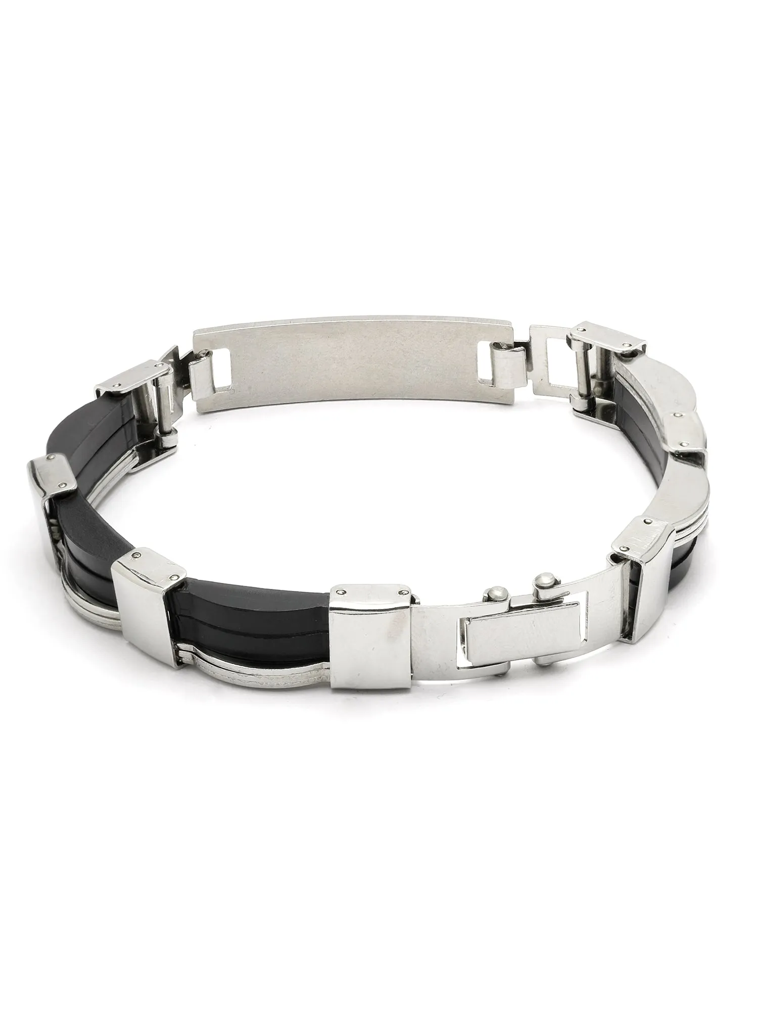 Bohey by KARATCART Silver Plated Link Chain Bracelet for Men
