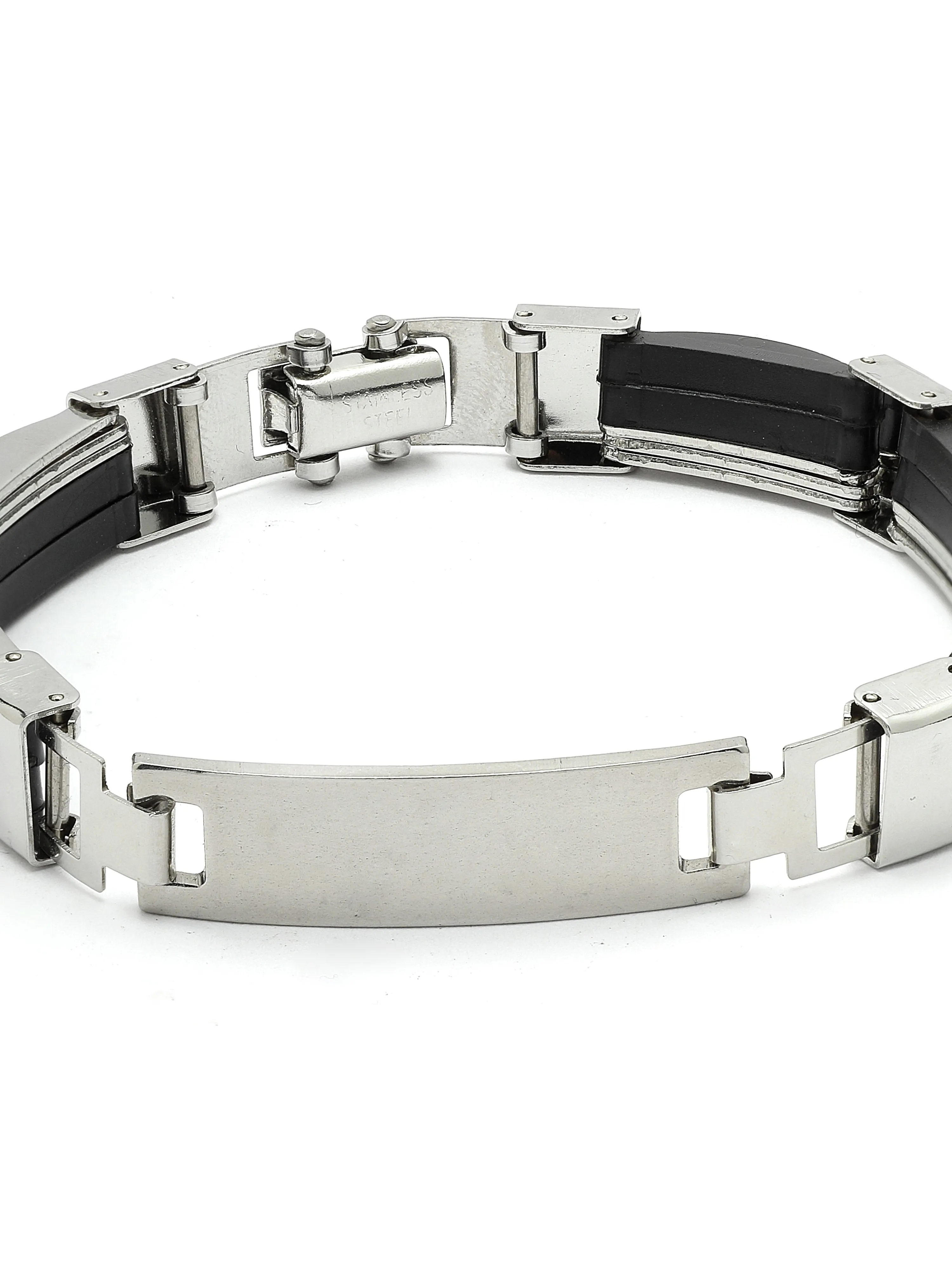 Bohey by KARATCART Silver Plated Link Chain Bracelet for Men