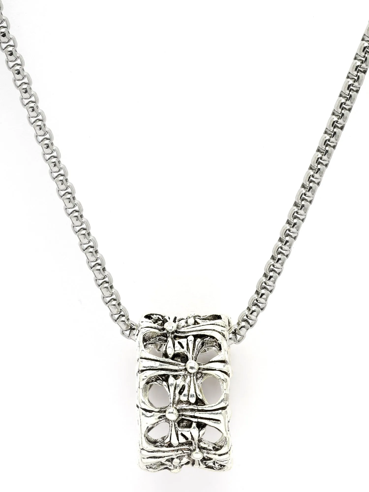 Bohey by KARATCART Silver Plated Metal Ring Chain Pendant for Men