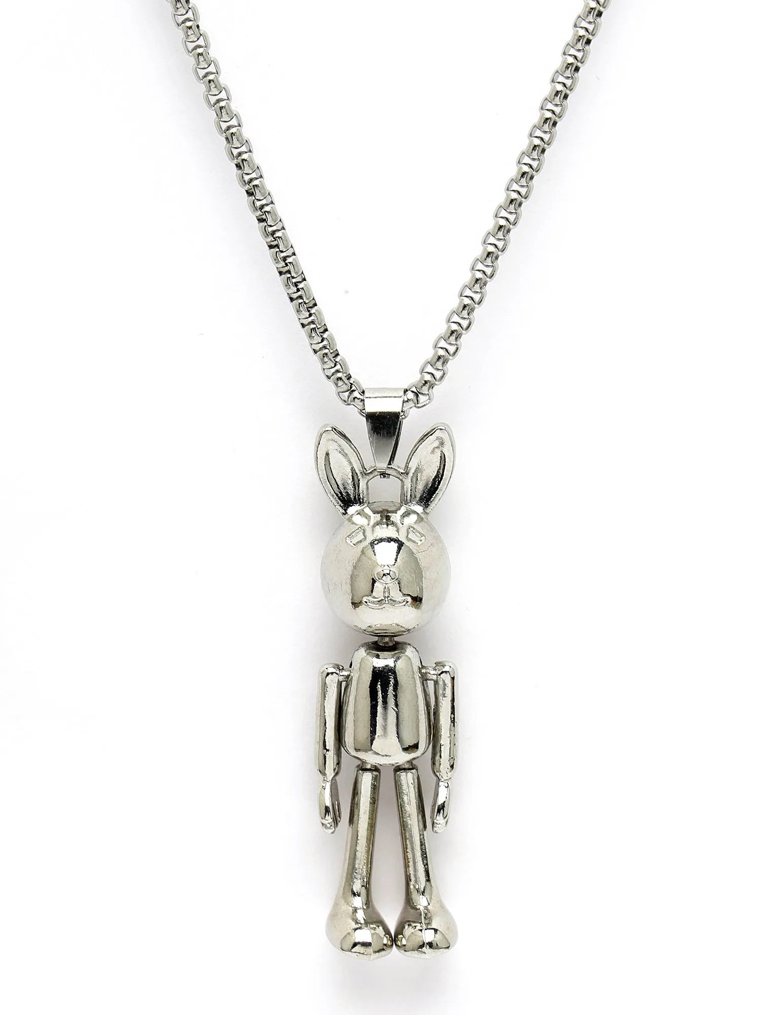 Bohey by KARATCART Silver Plated Rabbit Metal Chain Pendant for Men