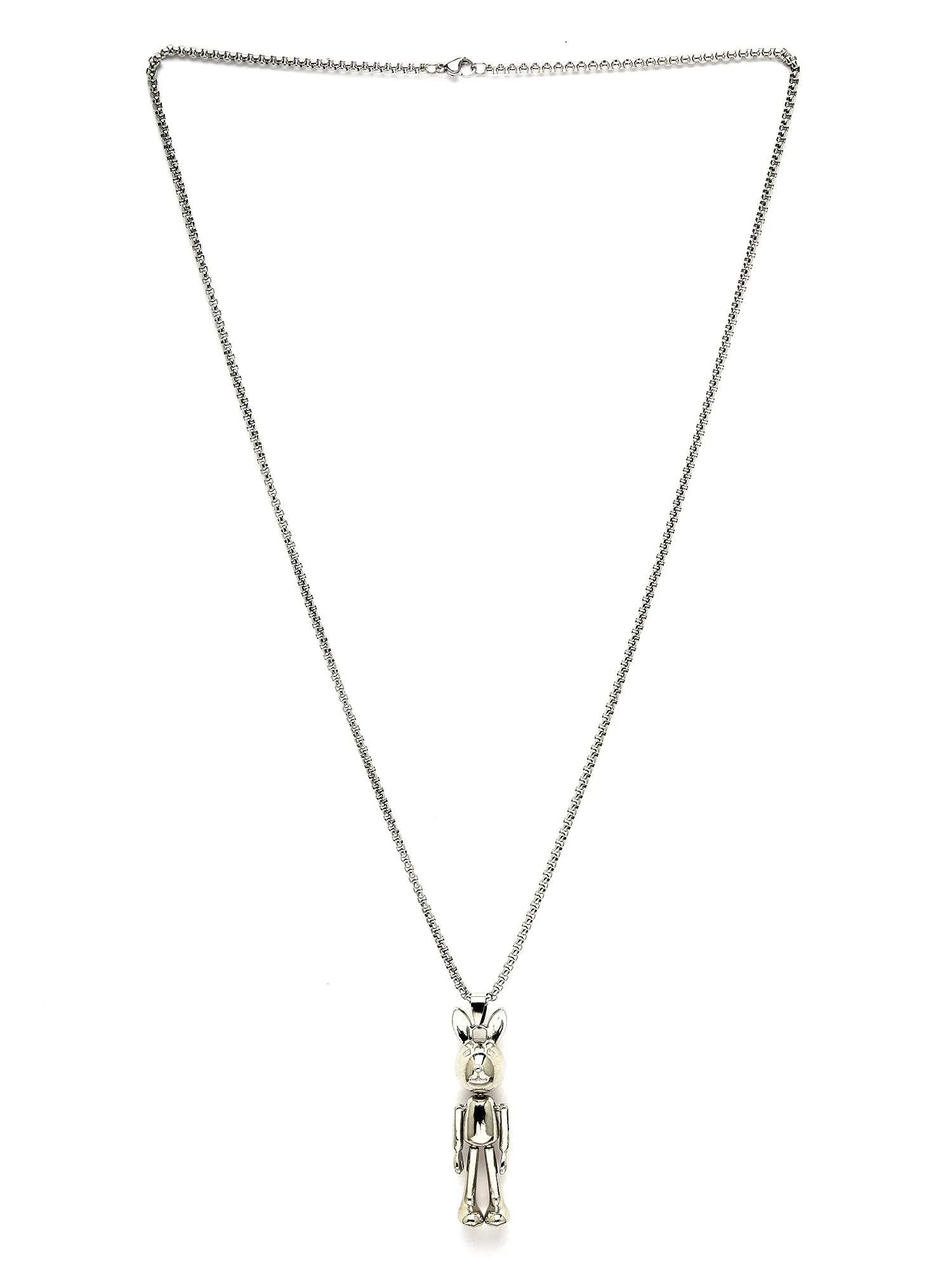 Bohey by KARATCART Silver Plated Rabbit Metal Chain Pendant for Men