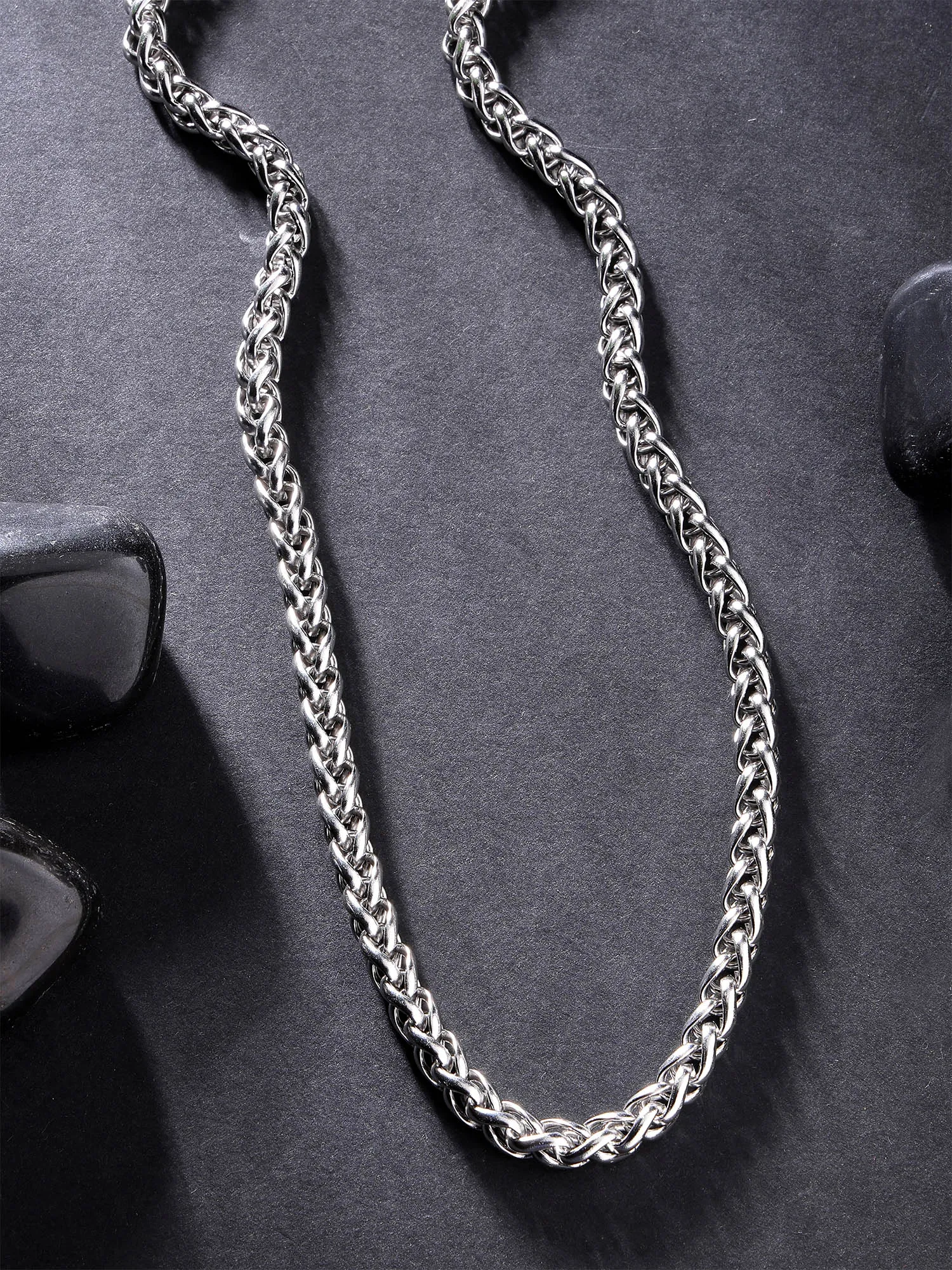 Bohey by KARATCART Silver Tone Link Chain Necklace for Men