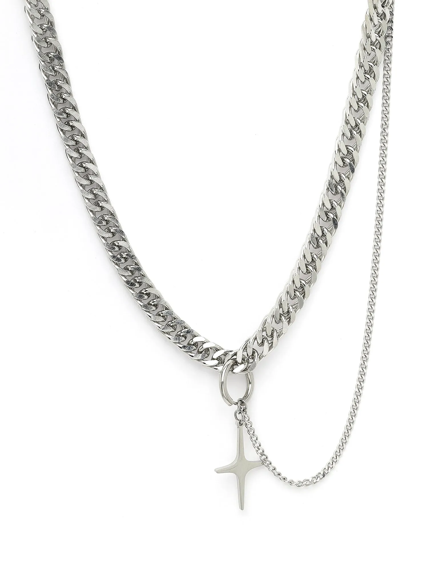 Bohey by KARATCART Silver Tone Link Chain Necklace for Men