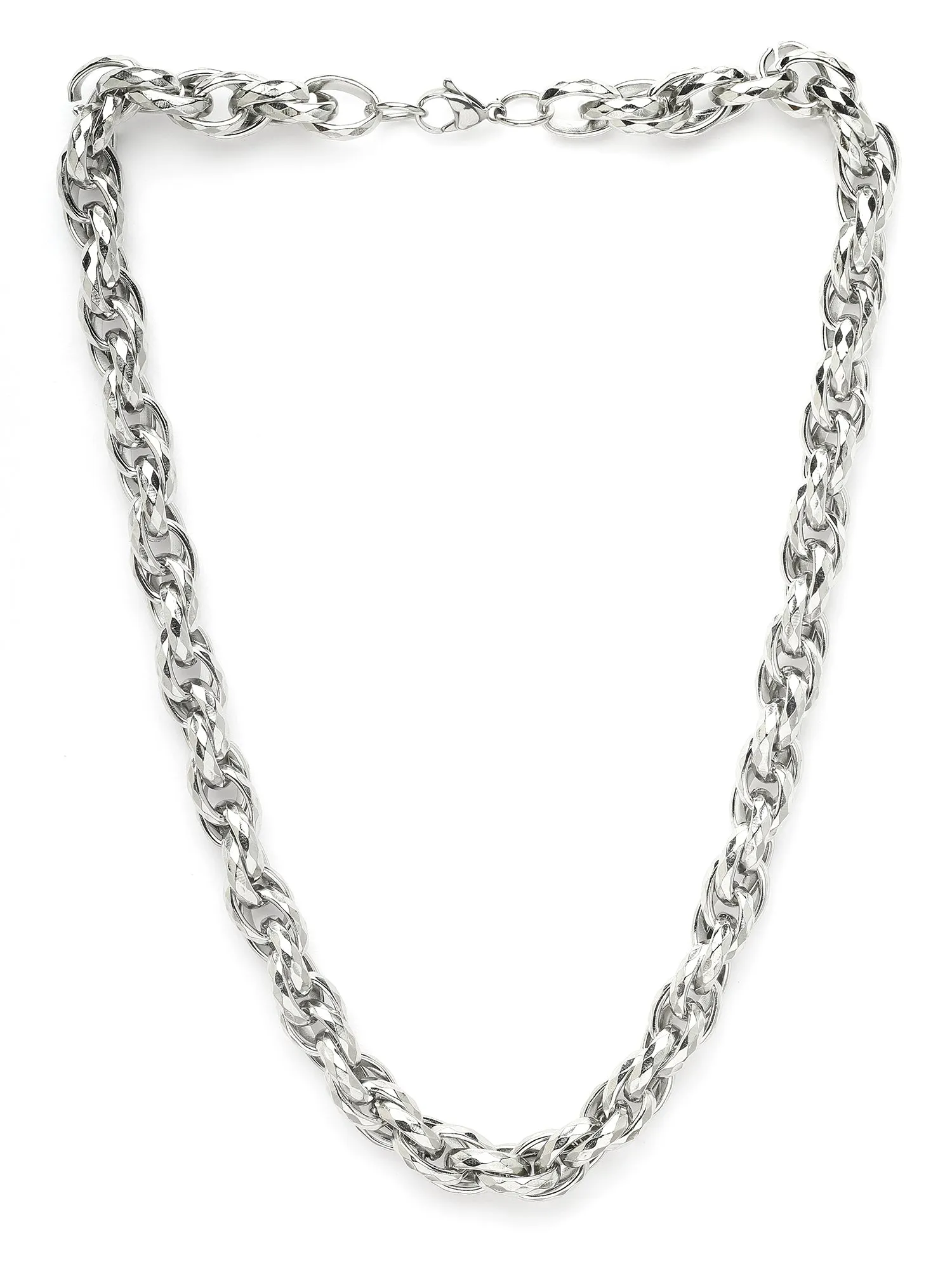 Bohey by KARATCART Silver Tone Link Chain Necklace for Men
