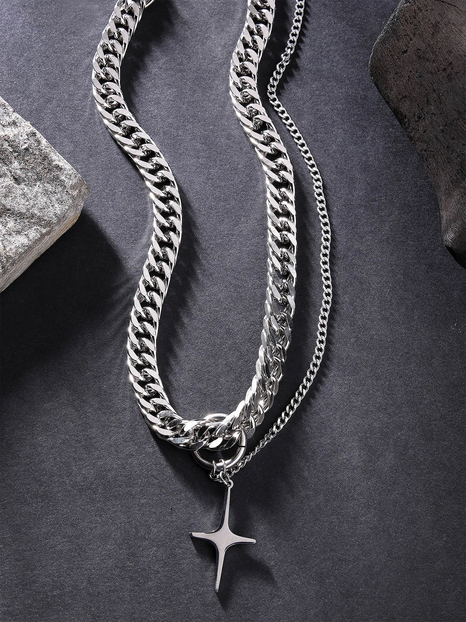 Bohey by KARATCART Silver Tone Link Chain Necklace for Men