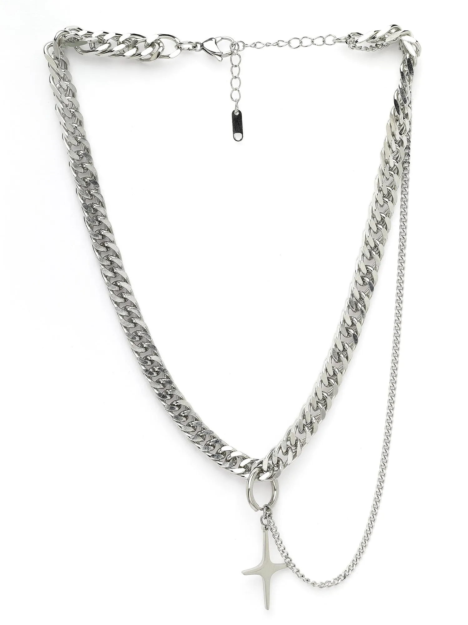 Bohey by KARATCART Silver Tone Link Chain Necklace for Men