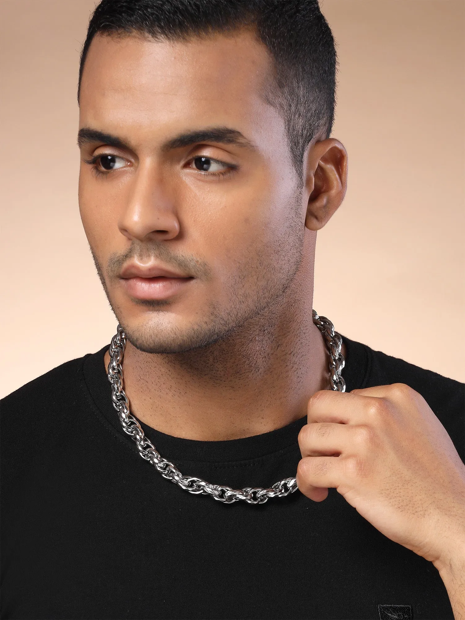 Bohey by KARATCART Silver Tone Link Chain Necklace for Men