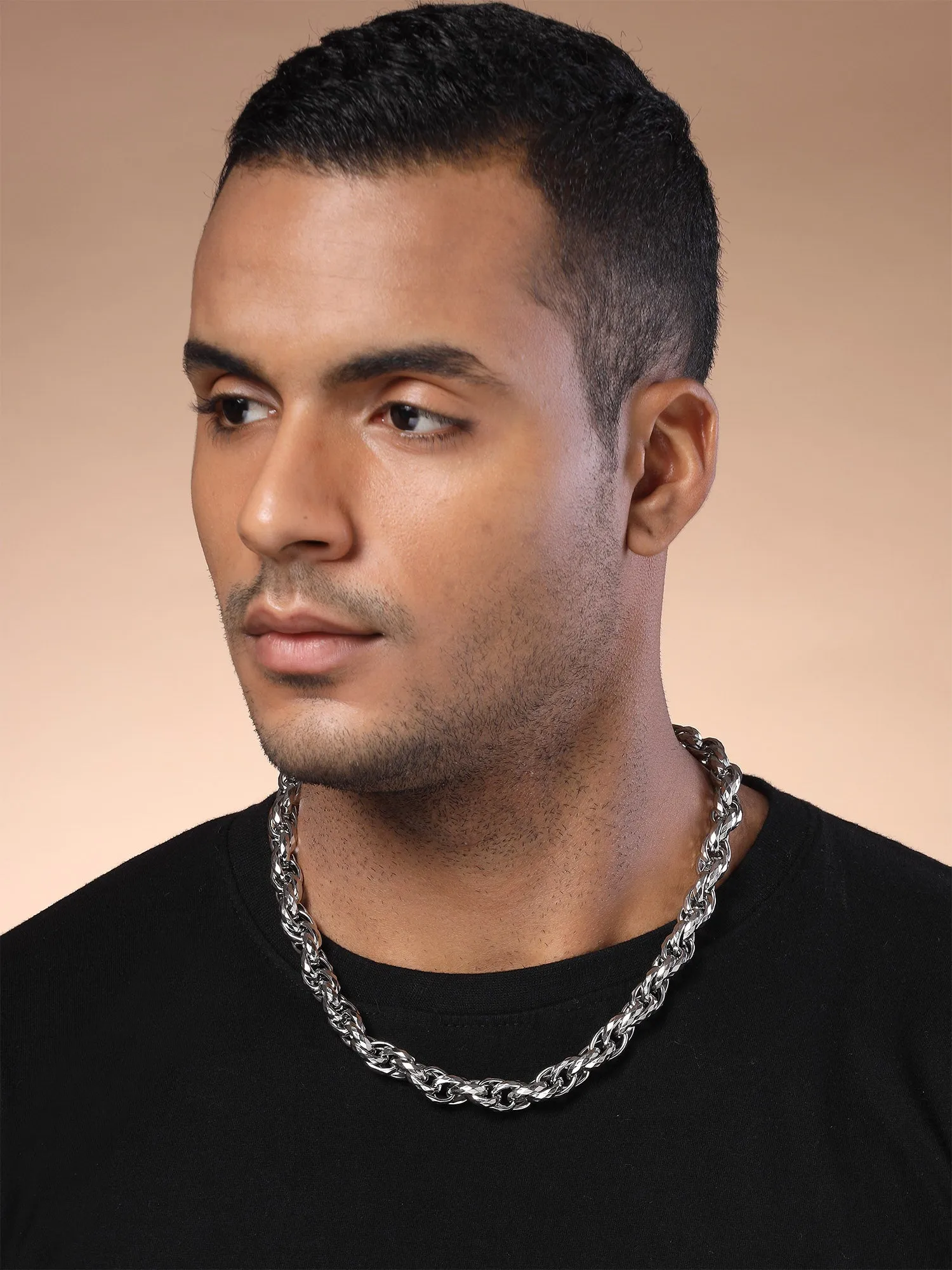 Bohey by KARATCART Silver Tone Link Chain Necklace for Men
