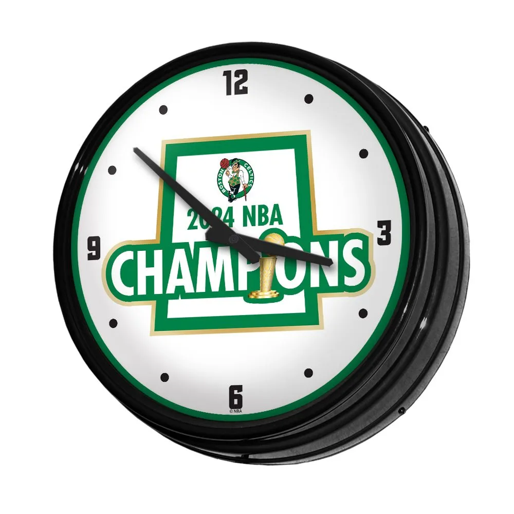 Boston Celtics: 2024 NBA Champions - Retro Lighted Wall Clock