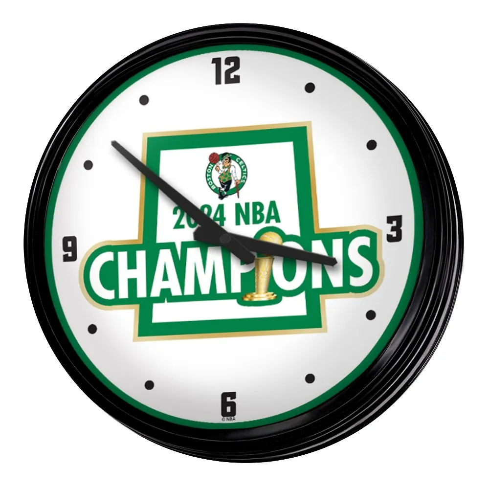 Boston Celtics: 2024 NBA Champions - Retro Lighted Wall Clock