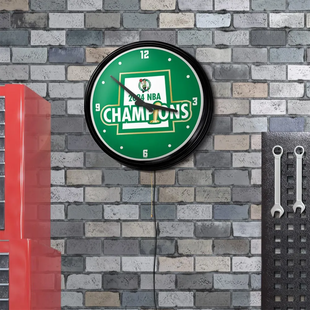 Boston Celtics: 2024 NBA Champions - Retro Lighted Wall Clock